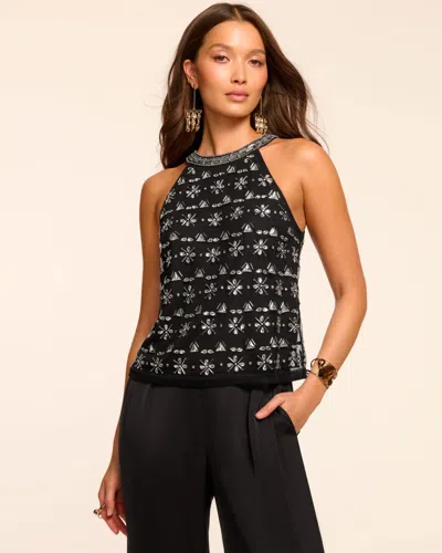 Ramy Brook Taylor Embellished High Neck Tank Top In Black