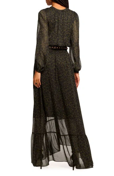 Ramy Brook Teresa Metallic Belted Long Sleeve Maxi Dress In Multi