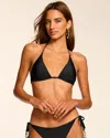Ramy Brook Terry Embellished Halter Triangle Bikini Top In Black