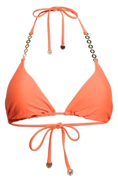 Ramy Brook Terry Triangle Bikini Top In Orange