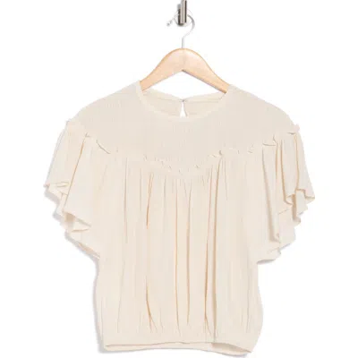 Ramy Brook Tess Flutter Sleeve Crop Top In White