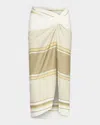 Ramy Brook Xana Textured Stripe Cover-up Skirt In Sandstone Stripe