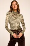 Ramy Brook Thea Printed Knit Turtleneck Top In Bone Python