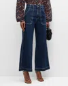 Ramy Brook Cropped Theodra Wide Leg Jean In Dark Wash