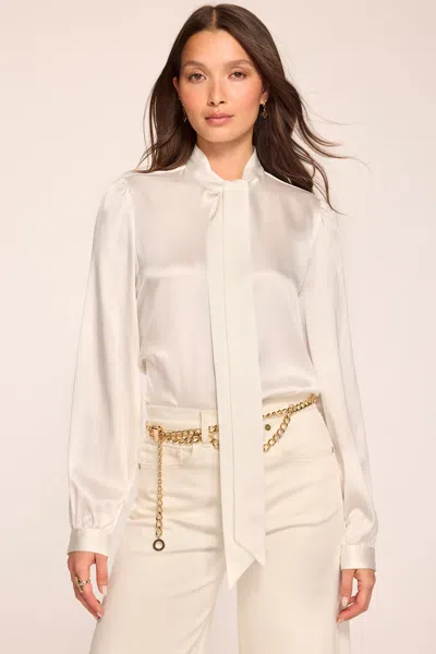 Ramy Brook Theresa Tie Neck Long Sleeve Top In Ivory