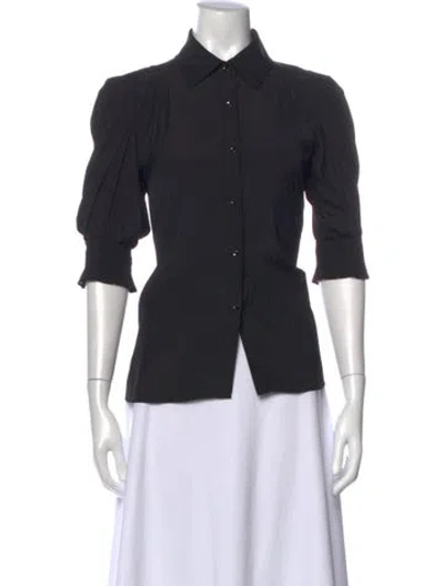 Pre-owned Ramy Brook Three-quarter Sleeve Blouse In Black