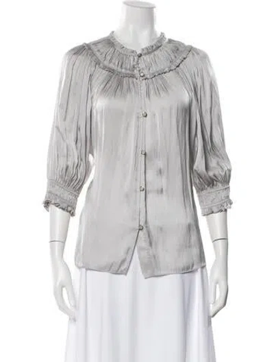 Pre-owned Ramy Brook Three-quarter Sleeve Blouse In White