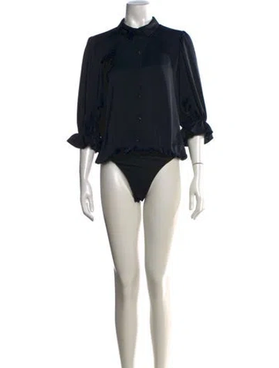 Pre-owned Ramy Brook Three-quarter Sleeve Bodysuit In Black