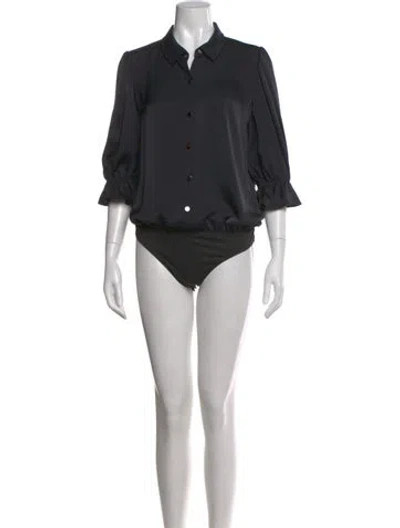Pre-owned Ramy Brook Three-quarter Sleeve Bodysuit In Gray