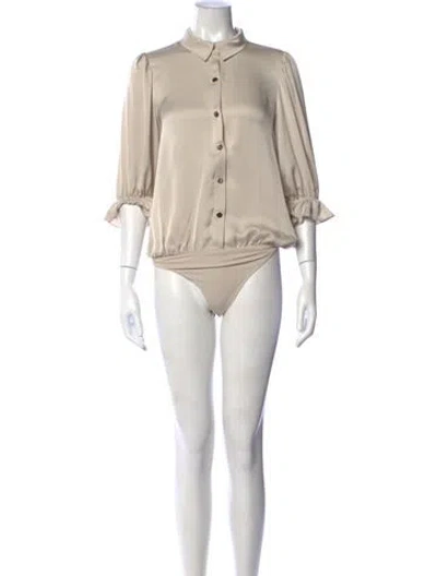 Pre-owned Ramy Brook Three-quarter Sleeve Bodysuit In Neutral