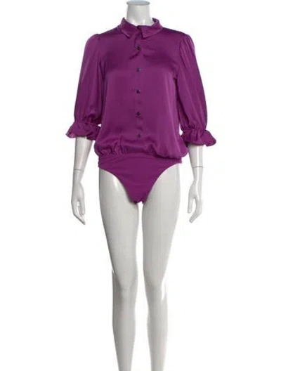Pre-owned Ramy Brook Three-quarter Sleeve Bodysuit In Purple