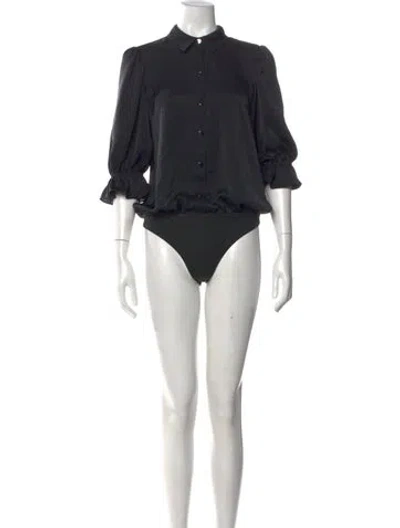 Pre-owned Ramy Brook Three-quarter Sleeve Bodysuit W/ Tags In Black