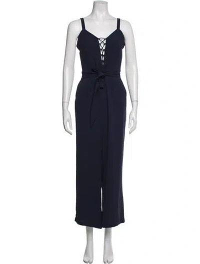 Pre-owned Ramy Brook Tie Neck Jumpsuit In Blue