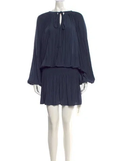 Pre-owned Ramy Brook Tie Neck Knee-length Dress In Blue