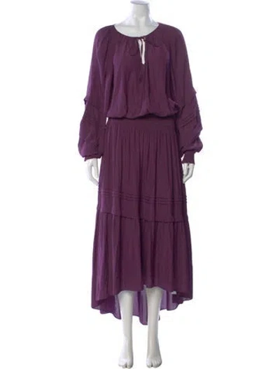 Pre-owned Ramy Brook Tie Neck Long Dress In Purple