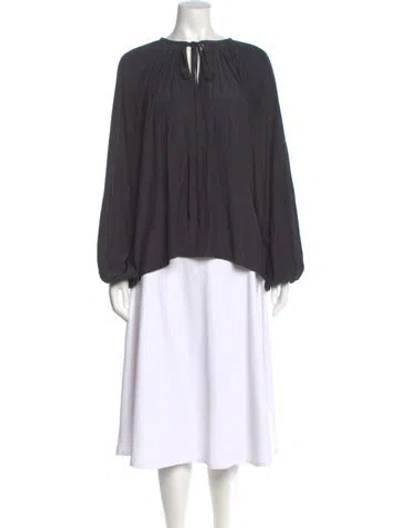 Pre-owned Ramy Brook Tie Neck Long Sleeve Blouse In Black