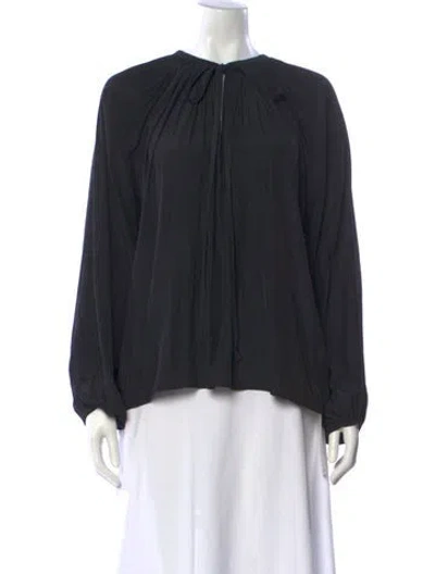 Pre-owned Ramy Brook Tie Neck Long Sleeve Blouse In Black