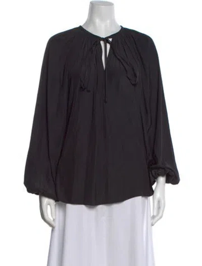 Pre-owned Ramy Brook Tie Neck Long Sleeve Blouse In Black