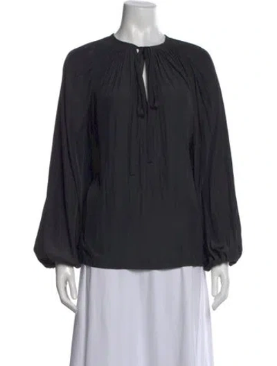 Pre-owned Ramy Brook Tie Neck Long Sleeve Blouse In Black