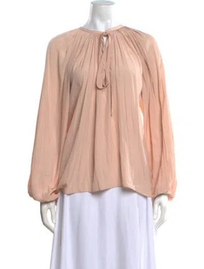 Pre-owned Ramy Brook Tie Neck Long Sleeve Blouse In Neutrals