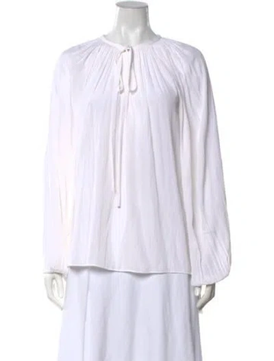 Pre-owned Ramy Brook Tie Neck Long Sleeve Blouse In Neutrals