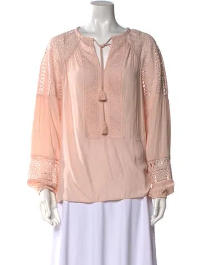 Pre-owned Ramy Brook Tie Neck Long Sleeve Blouse In Pink