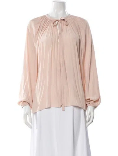 Pre-owned Ramy Brook Tie Neck Long Sleeve Blouse In Pink