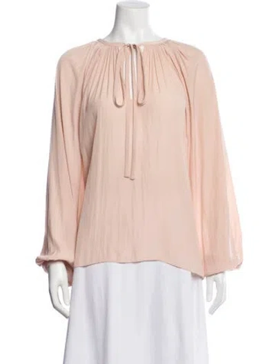 Pre-owned Ramy Brook Tie Neck Long Sleeve Blouse In Pink