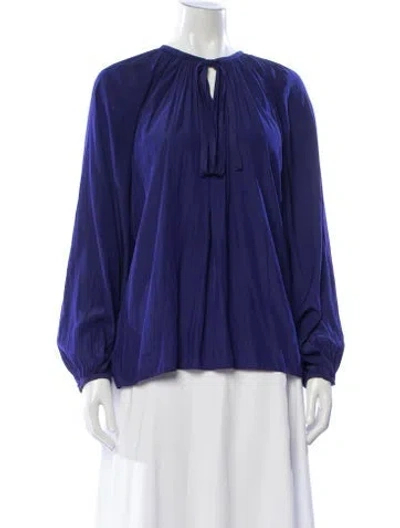 Pre-owned Ramy Brook Tie Neck Long Sleeve Blouse In Purple