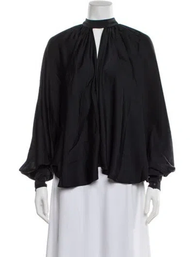 Pre-owned Ramy Brook Tie Neck Long Sleeve Blouse W/ Tags In Black