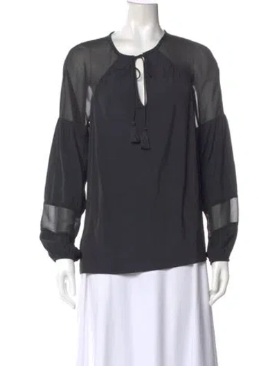 Pre-owned Ramy Brook Tie Neck Long Sleeve Blouse W/ Tags In Gray
