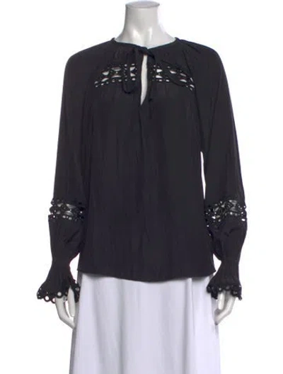 Pre-owned Ramy Brook Tie Neck Long Sleeve Blouse W/ Tags In Gray