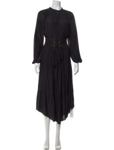 Pre-owned Ramy Brook Tie Neck Midi Length Dress In Blue