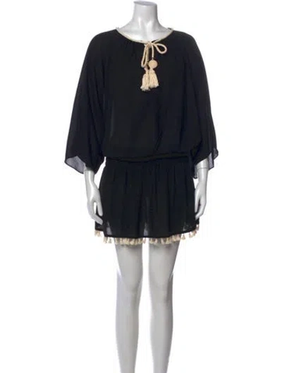 Pre-owned Ramy Brook Tie Neck Mini Dress In Black