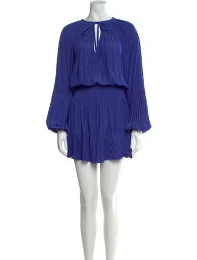 Pre-owned Ramy Brook Tie Neck Mini Dress In Blue