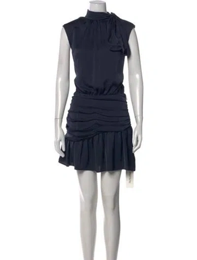 Pre-owned Ramy Brook Tie Neck Mini Dress In Blue