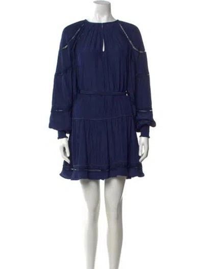 Pre-owned Ramy Brook Tie Neck Mini Dress In Blue
