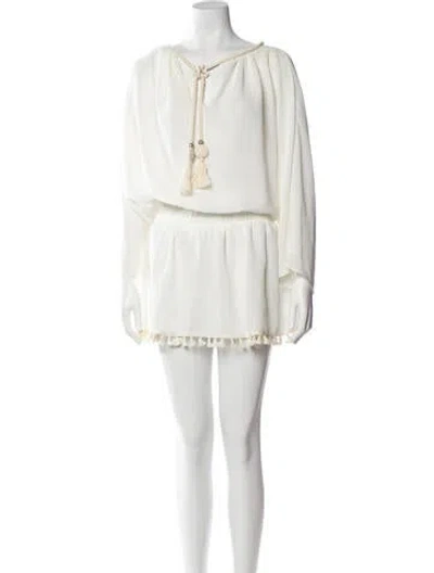 Pre-owned Ramy Brook Tie Neck Mini Dress In Neutral