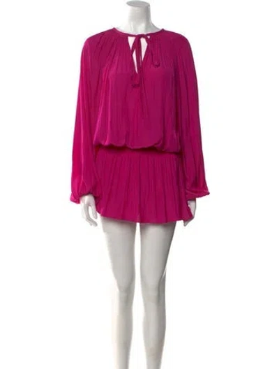 Pre-owned Ramy Brook Tie Neck Mini Dress In Pink