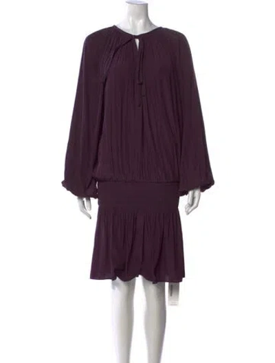 Pre-owned Ramy Brook Tie Neck Mini Dress In Purple