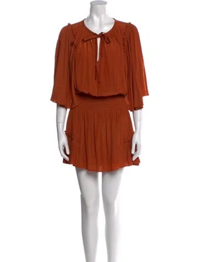 Pre-owned Ramy Brook Tie Neck Mini Dress W/ Tags In Orange