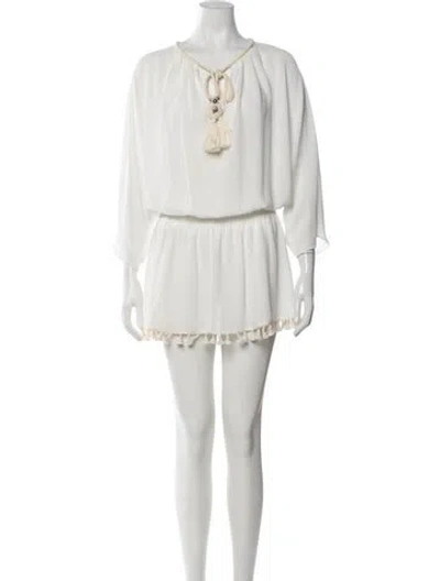 Pre-owned Ramy Brook Tie Neck Mini Dress W/ Tags In White