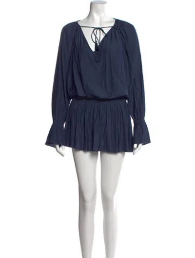 Pre-owned Ramy Brook Tie Neck Mini Dress W/ Tags W/tags In Blue