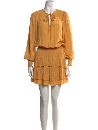 Pre-owned Ramy Brook Tie Neck Mini Dress In Yellow