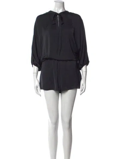 Pre-owned Ramy Brook Tie Neck Romper In Black