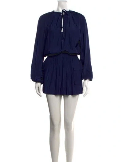 Pre-owned Ramy Brook Tie Neck Romper In Blue
