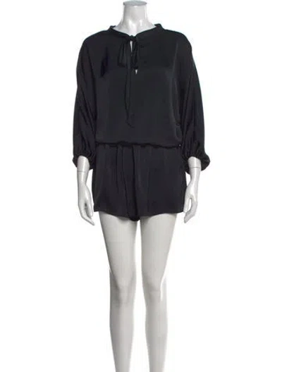 Pre-owned Ramy Brook Tie Neck Romper In Blue