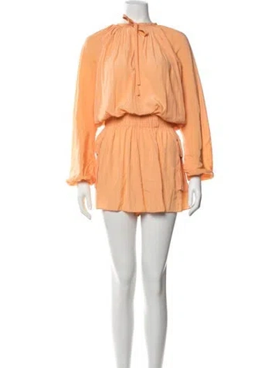 Pre-owned Ramy Brook Tie Neck Romper In Orange
