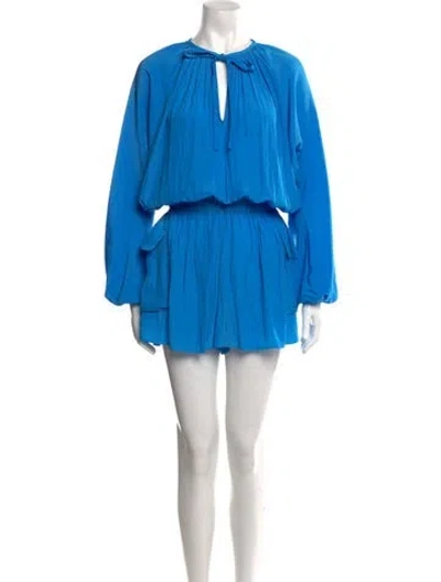 Pre-owned Ramy Brook Tie Neck Romper W/ Tags In Blue
