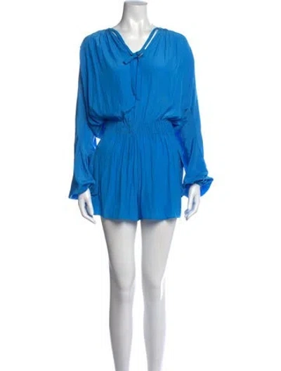 Pre-owned Ramy Brook Tie Neck Romper W/ Tags In Blue